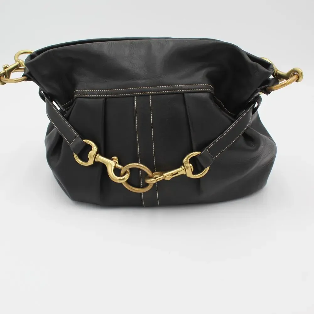 Coach Y2K Hamptons Large Hobo Black Leather Horsebit Slouchy Shoulder Bag 2005